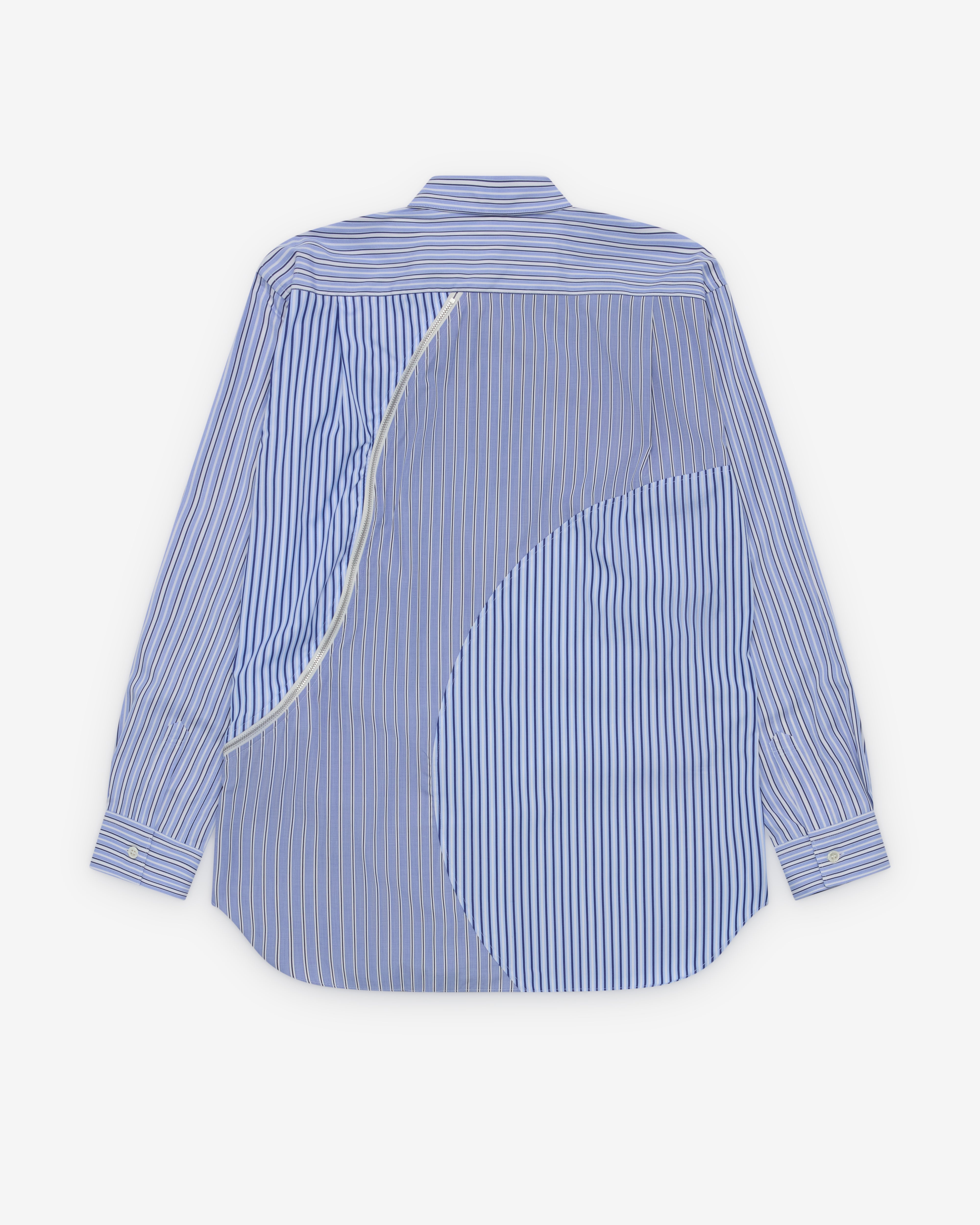 CDG Shirt: Men's Panelled Stripe Shirt (Blue Stripe) | DSMNY E-SHOP