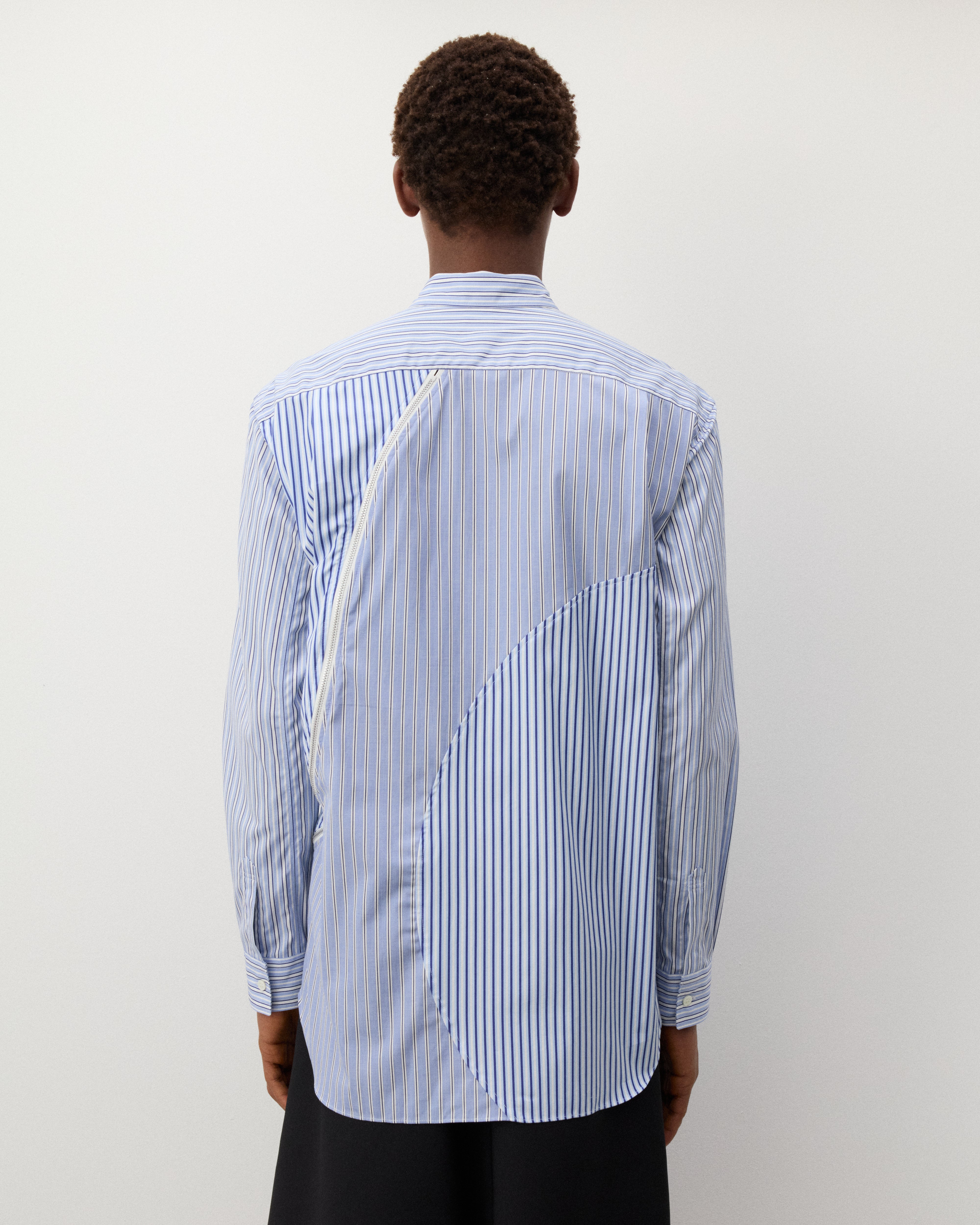 CDG Shirt: Men's Panelled Stripe Shirt (Blue Stripe) | DSMNY E-SHOP