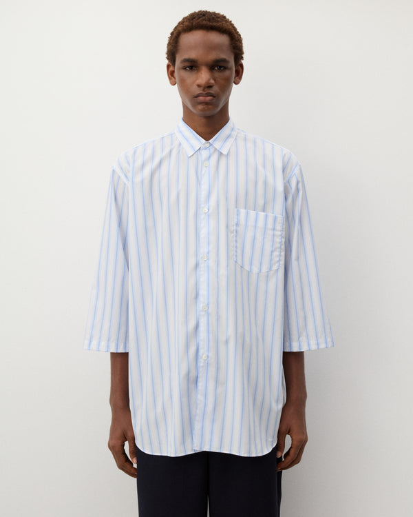 CDG Shirt - Men's Short Sleeve Striped Shirt - (Blue Stripe)