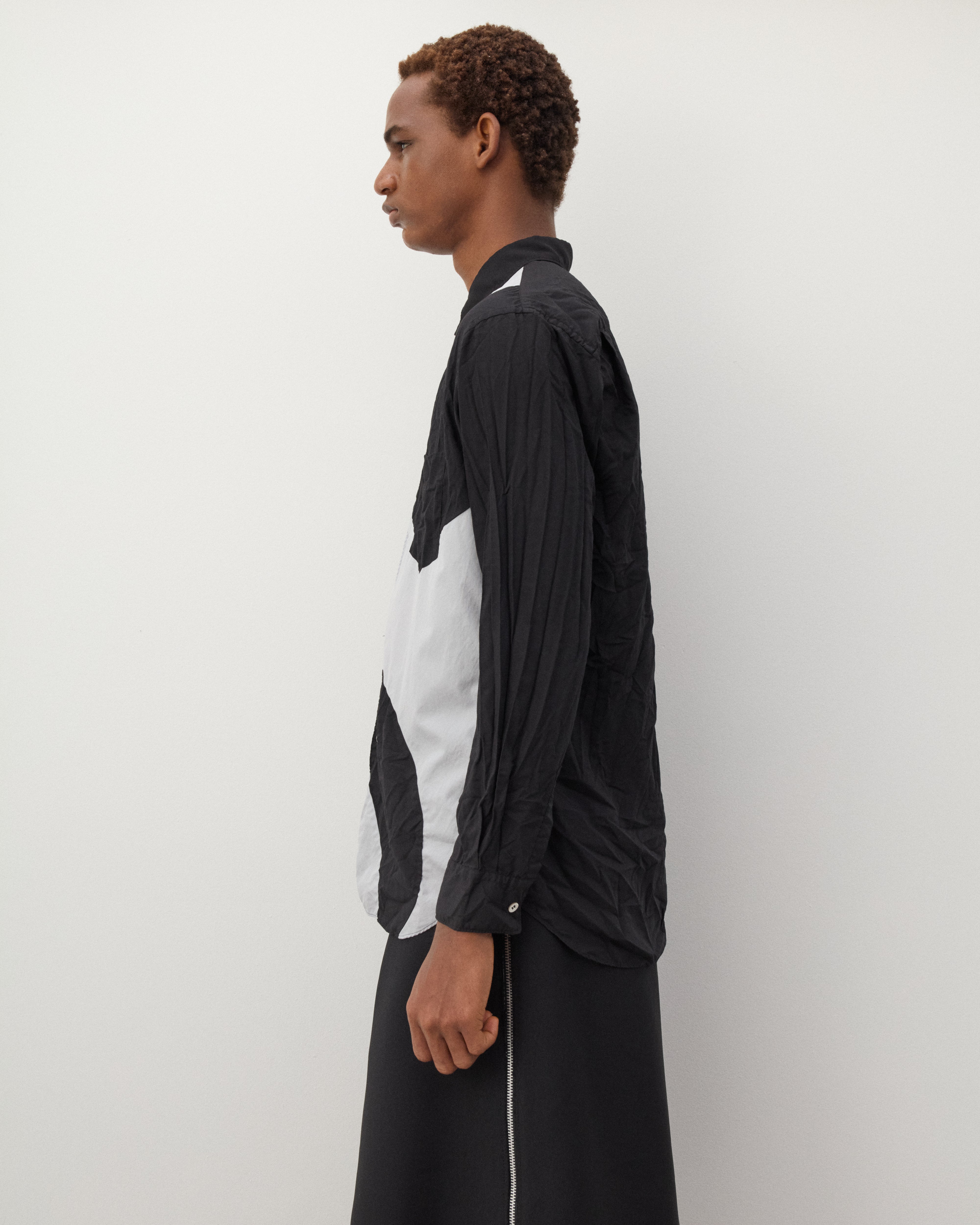 CDG Shirt: Men's Contrast Shapes Shirt (Black/White) | DSMNY E-SHOP