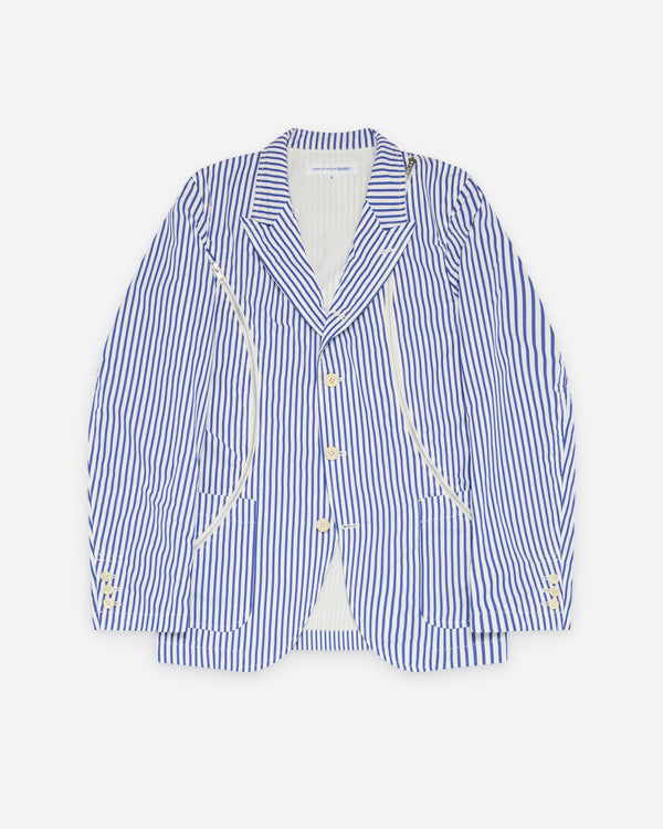 CDG Shirt - Men's Striped Zip Blazer - (Blue/White)