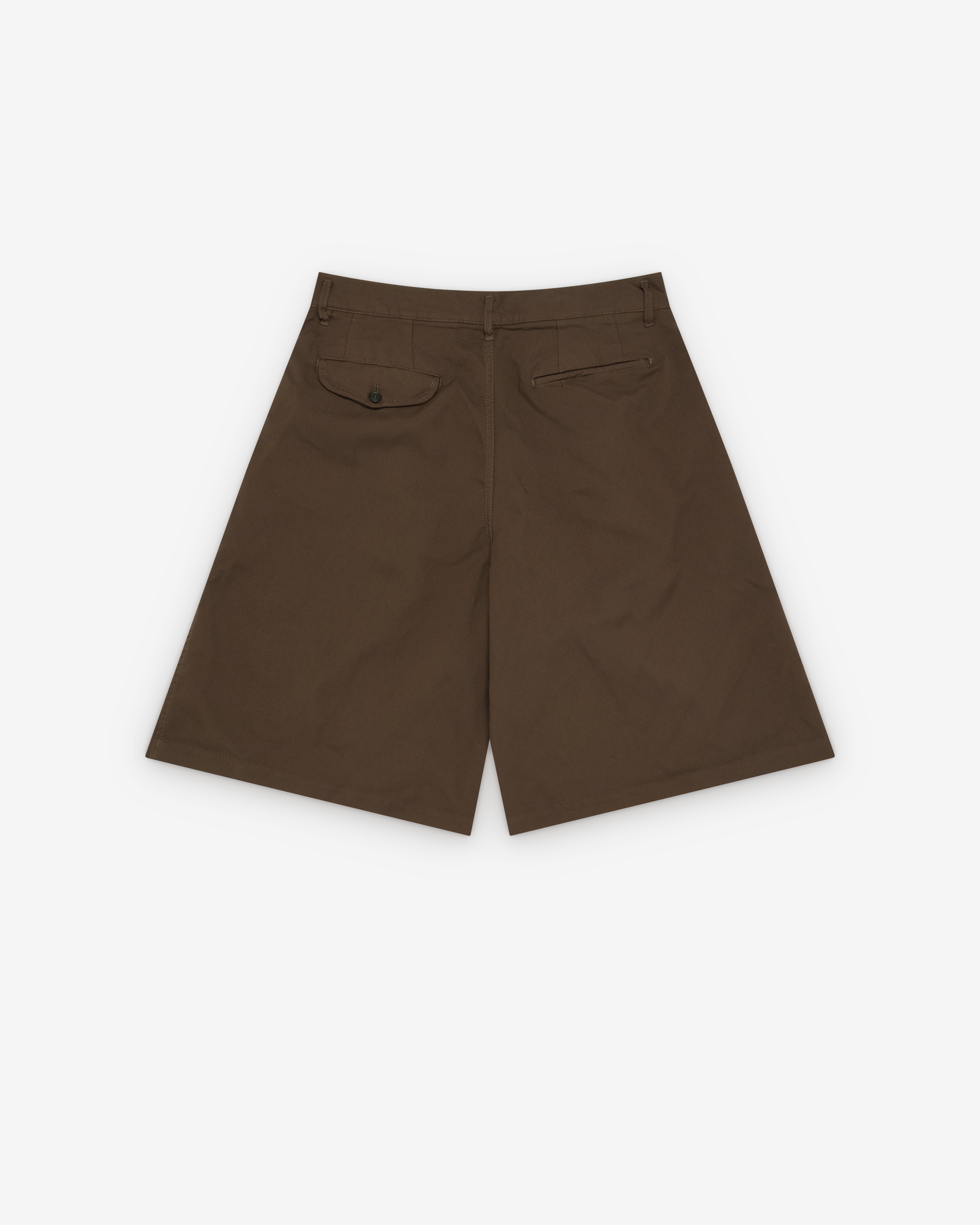 CDG Shirt: Men's Pleated Wide Leg Shorts (Olive) | DSMNY E-SHOP