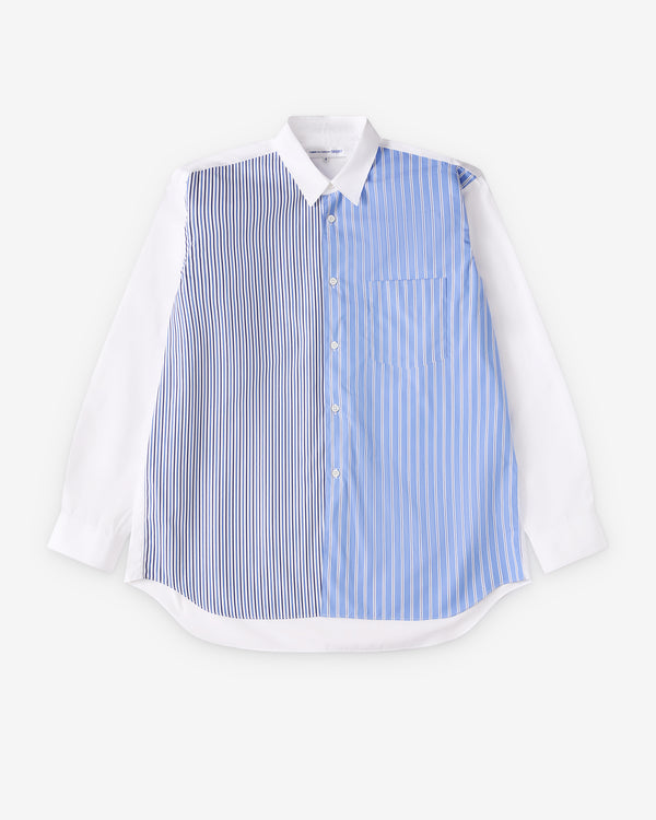 CDG Shirt Forever - Men's Wide Fit Stripe & Poplin Shirt - (Stripe 1)