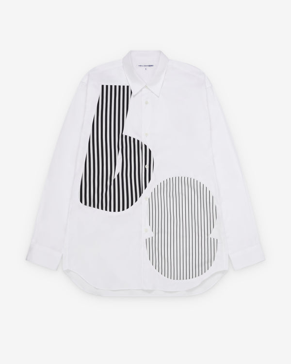 CDG Shirt - Men's Graphic Panel Shirt - (White/Stripe)