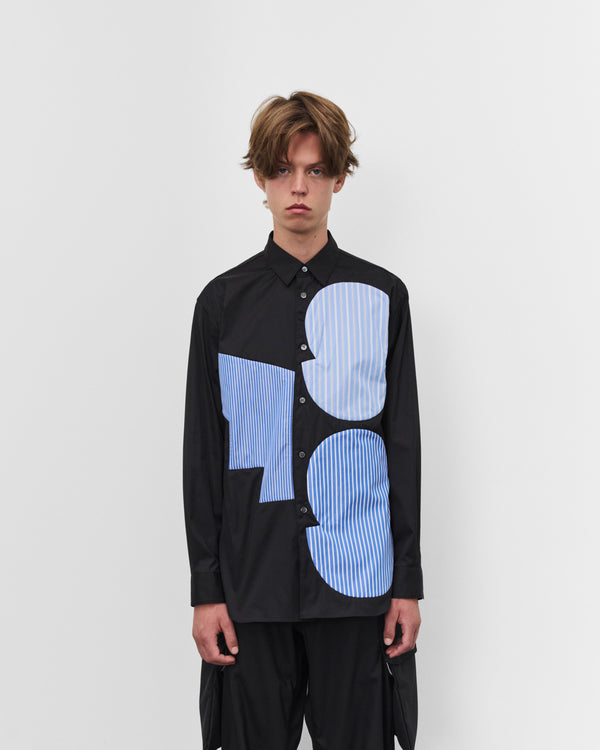 CDG Shirt - Men's Stripe Graphic Shirt - (Black/Blue Stripe)