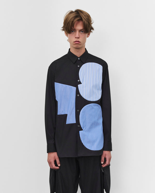 CDG Shirt - Men's Stripe Graphic Shirt - (Black/Blue Stripe)