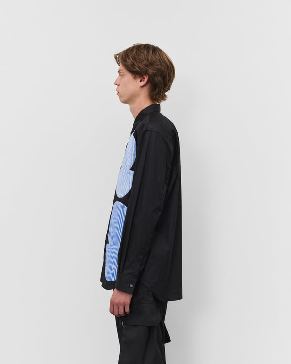 CDG Shirt - Men's Stripe Graphic Shirt - (Black/Blue Stripe)