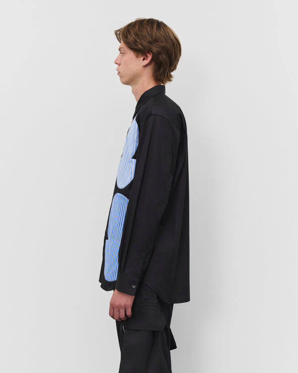 CDG Shirt - Men's Stripe Graphic Shirt - (Black/Blue Stripe)