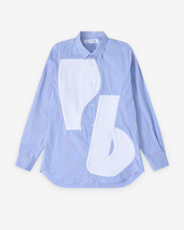 CDG Shirt - Men's Graphic Panel Shirt - (Blue Stripe/White)