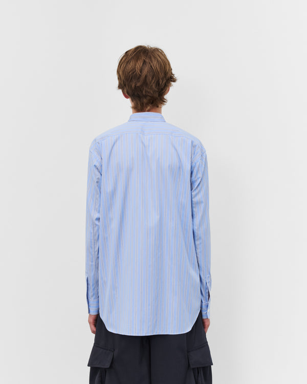 CDG Shirt - Men's Graphic Panel Shirt - (Blue Stripe/White)