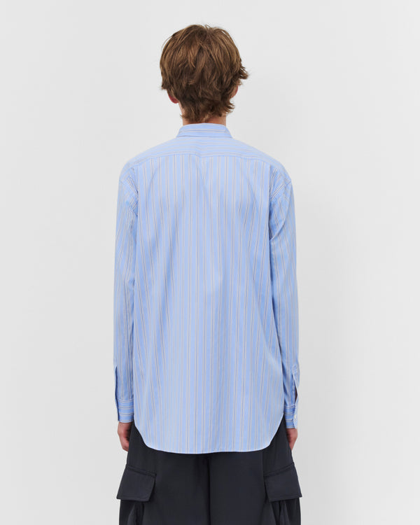 CDG Shirt - Men's Graphic Panel Shirt - (Blue Stripe/White)