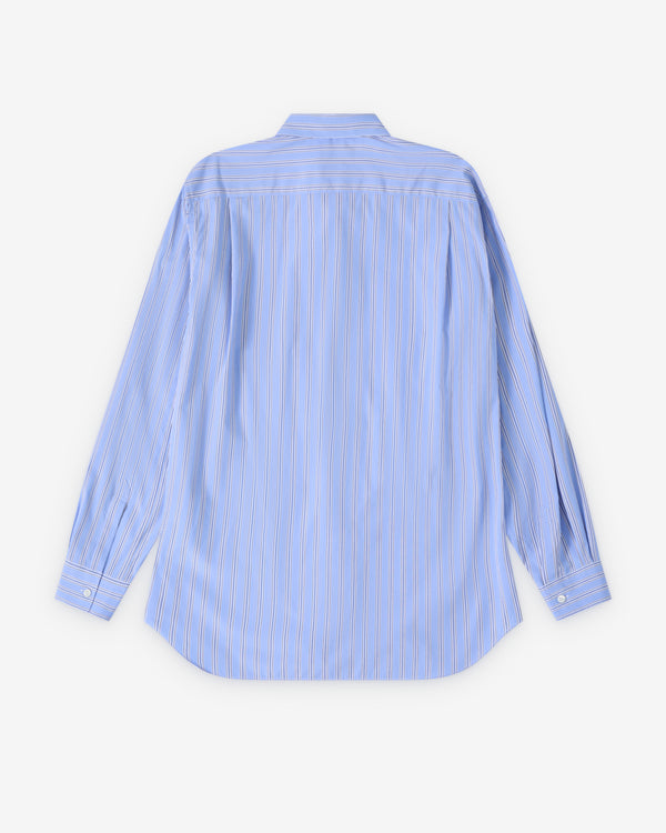 CDG Shirt - Men's Graphic Panel Shirt - (Blue Stripe/White)
