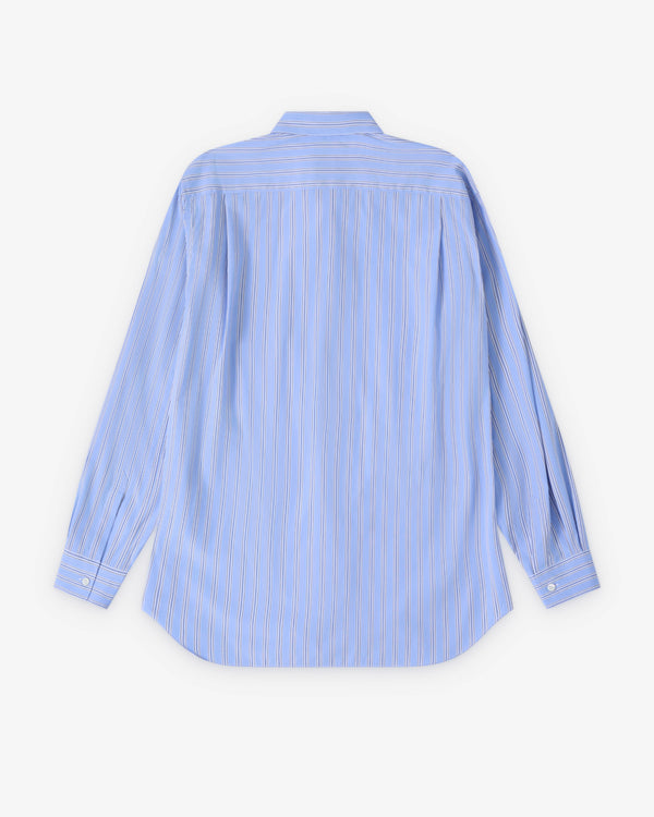 CDG Shirt - Men's Graphic Panel Shirt - (Blue Stripe/White)