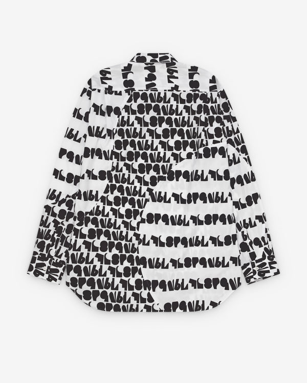 CDG Shirt - Men's Panelled Slogan Shirt - (White/Black)
