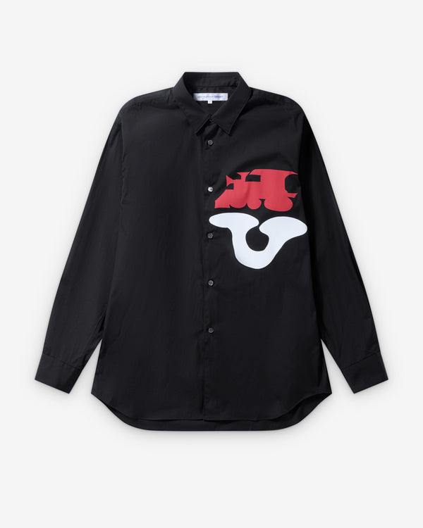 CDG Shirt - Men's Poplin Print Shirt - (Black)