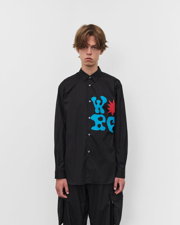 CDG Shirt - Men's Poplin Print Shirt - (Black)