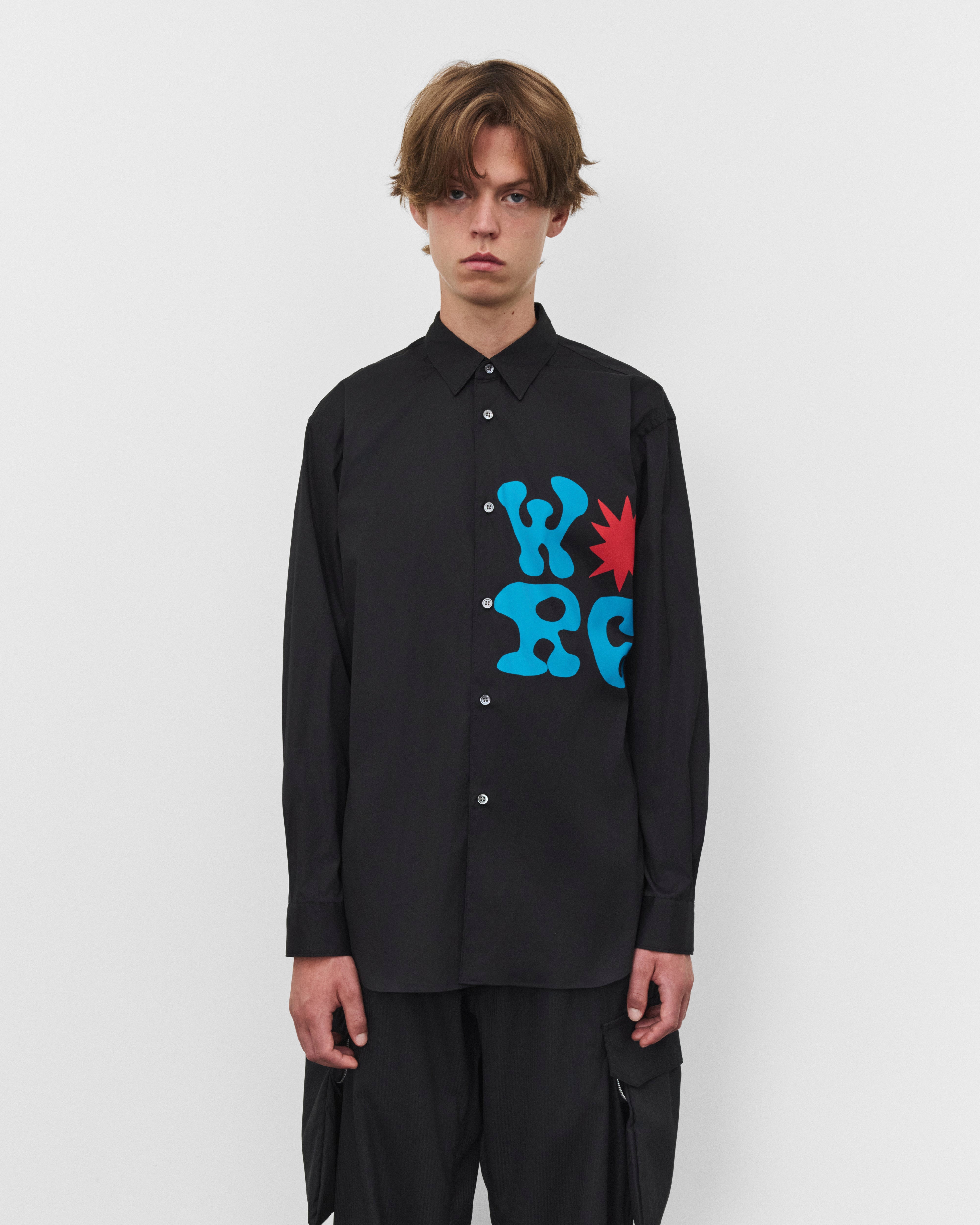 CDG Shirt: Men's Poplin Print Shirt (Black) | DSMNY E-SHOP