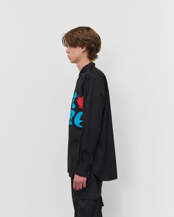 CDG Shirt - Men's Poplin Print Shirt - (Black)