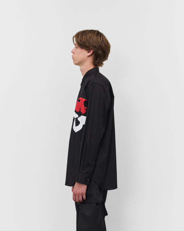 CDG Shirt - Men's Poplin Print Shirt - (Black)