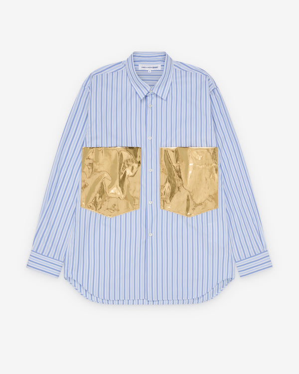 CDG Shirt - Men's Metallic Pocket Stripe Shirt - (Stripe/Gold)