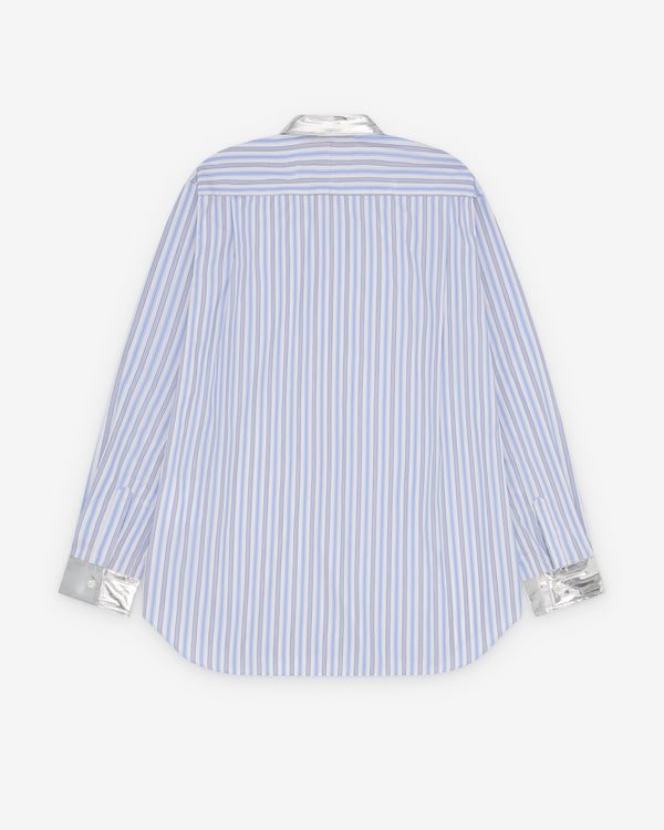 CDG Shirt - Men's Metallic Collar Stripe Shirt - (Stripe/Silver)