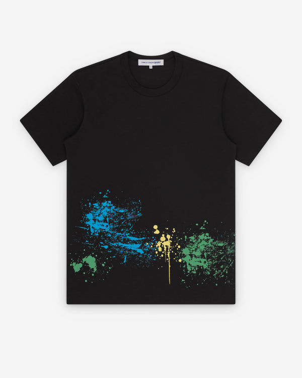 CDG Shirt - Men's Paint Splatter T-Shirt - (Black/Blue/Green)
