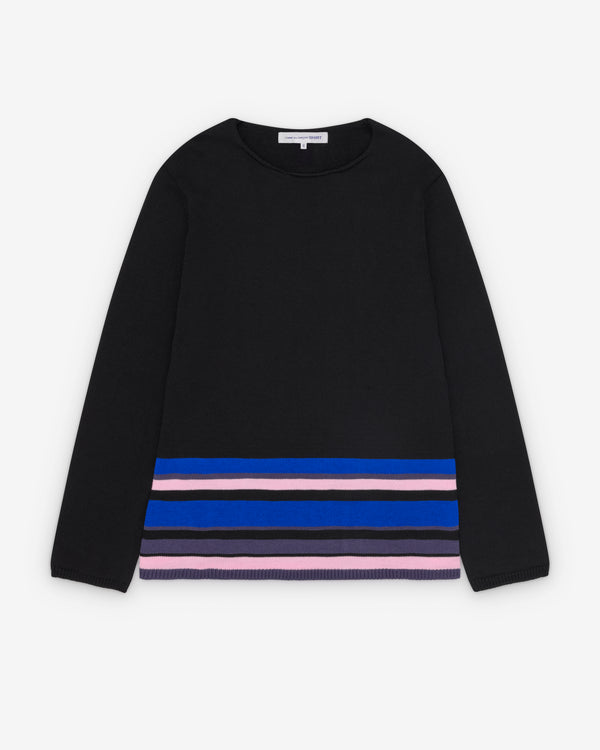 CDG Shirt - Men's Stripe Knit Sweater - (Black/Blue)