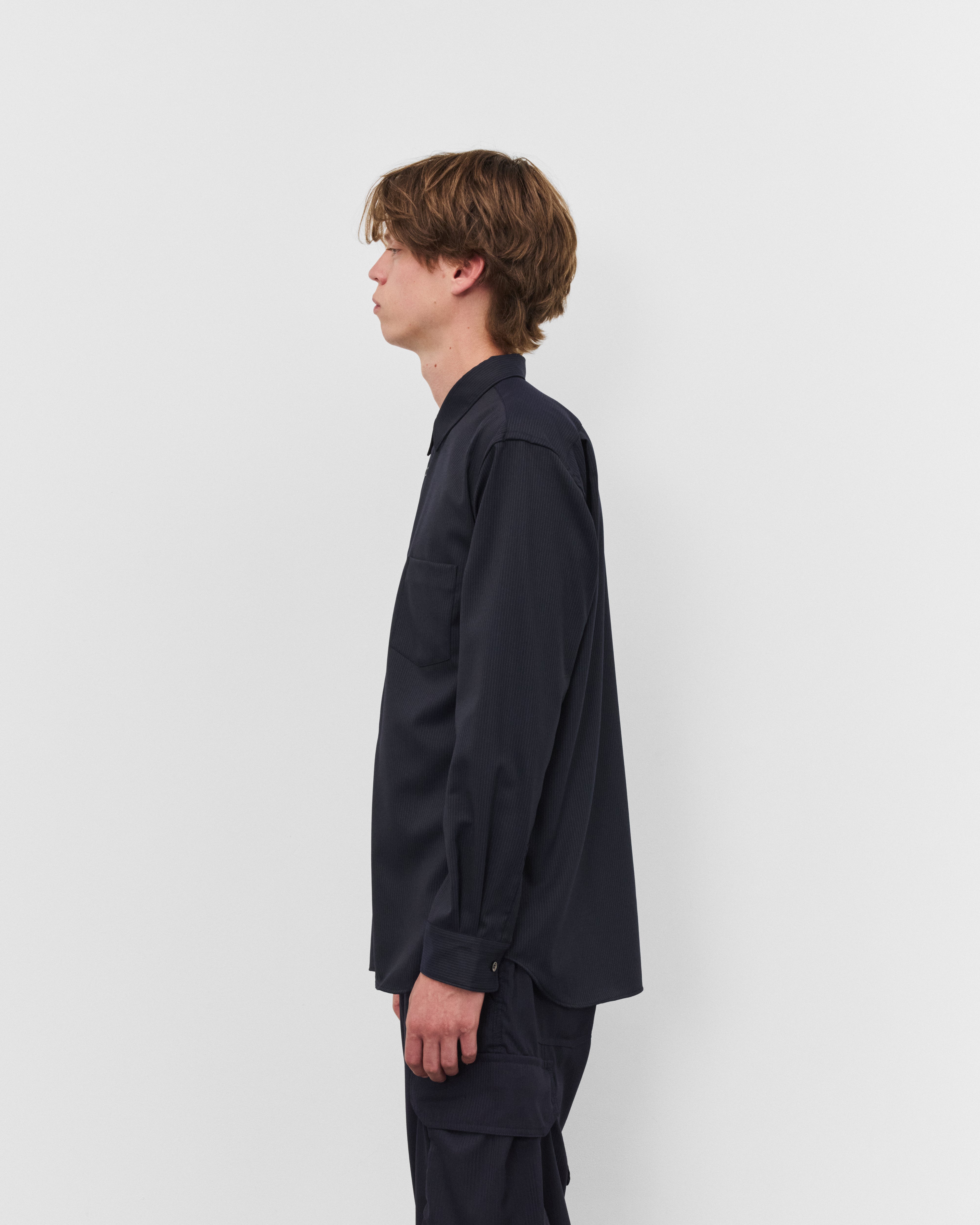 CDG Shirt: Men's Pinstripe Shirt (Navy) | DSMNY E-SHOP