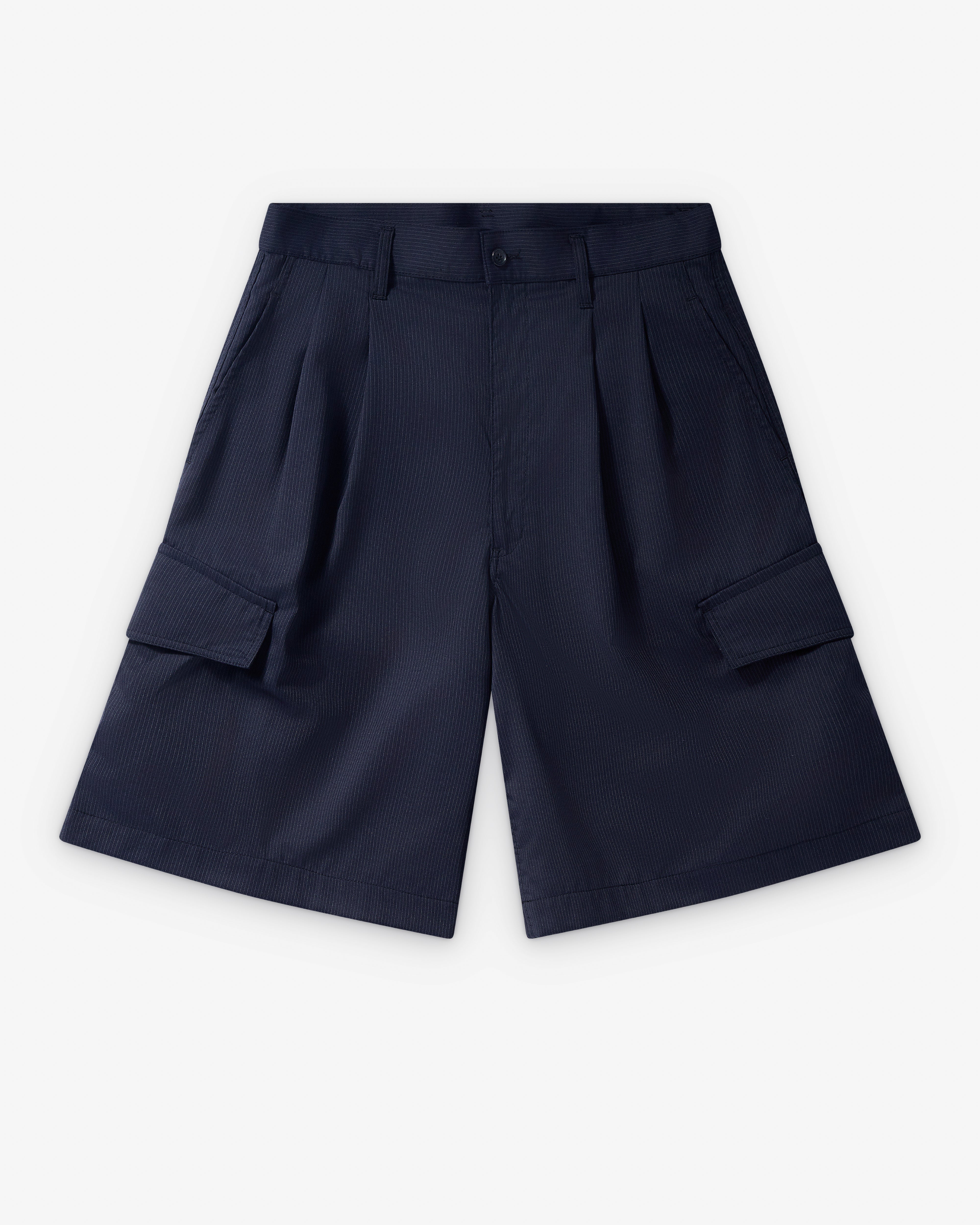CDG Shirt: Men's Pinstripe Cargo Shorts (Navy) | DSMNY E-SHOP
