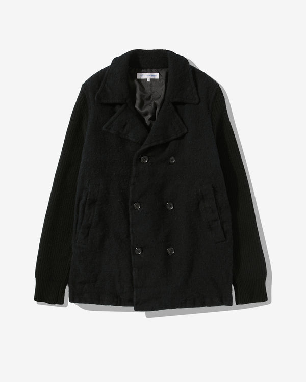 CDG Shirt - Men's Wool Nylon Double Breasted Coat - (Navy)