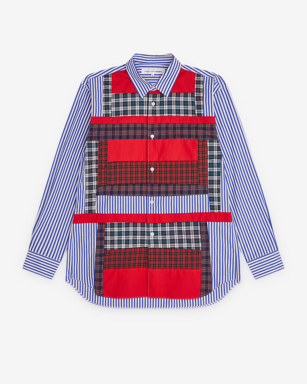 CDG Shirt - Men’s Stripe And Tartan Colour Block Shirt - (Multi)