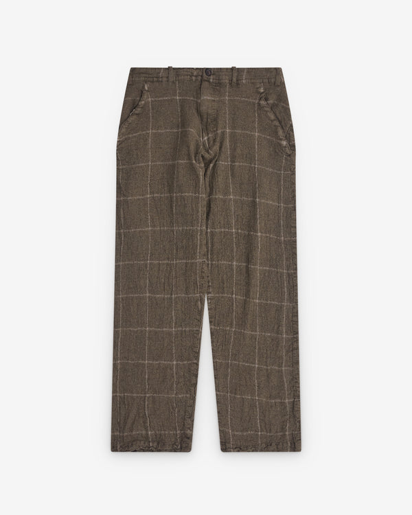 CDG Shirt - Men's Window Pane Check Trousers - (Brown)