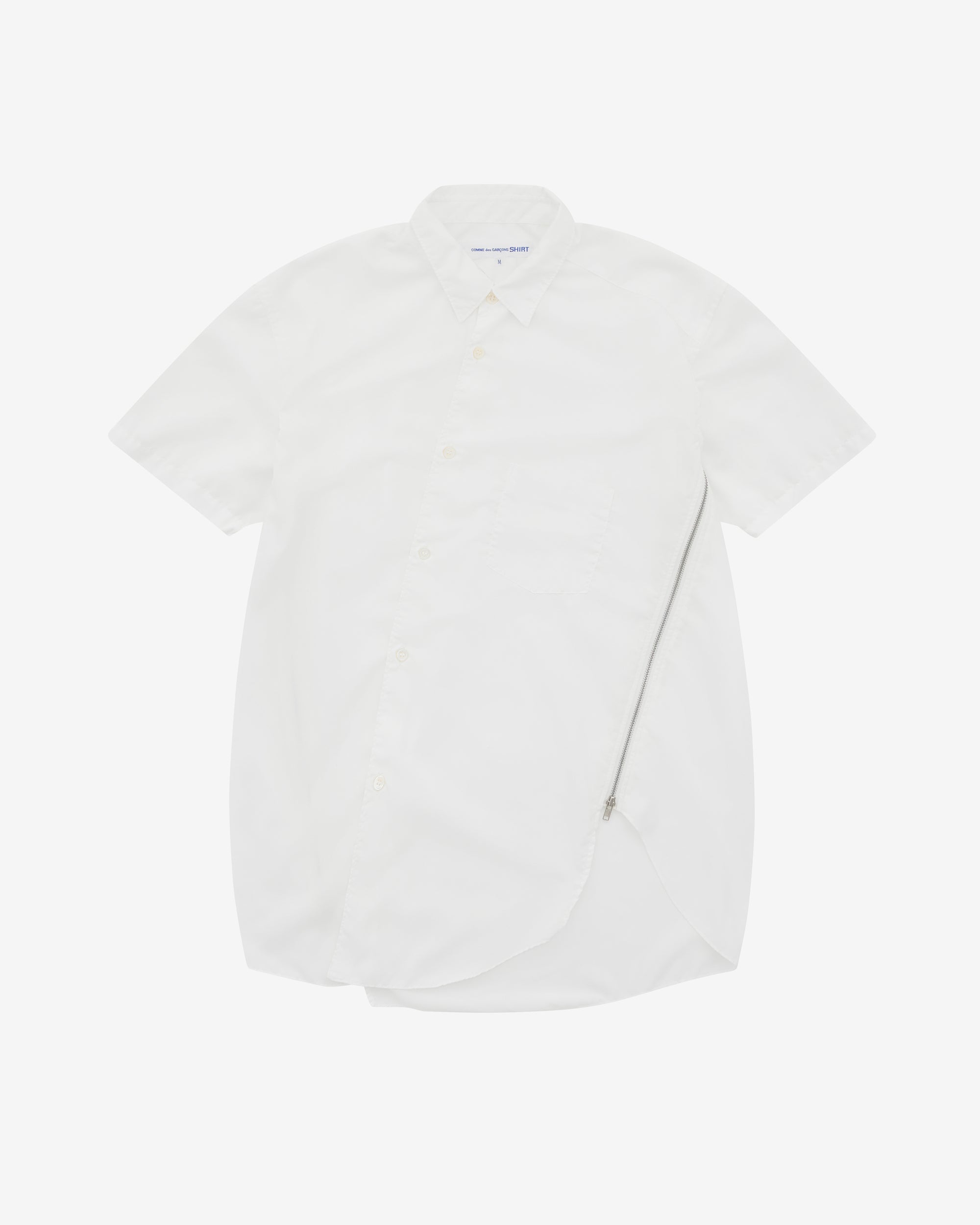 CDG Shirt - Men's Zip Short Sleeve Shirt - (White) view 2, Click to Zoom in