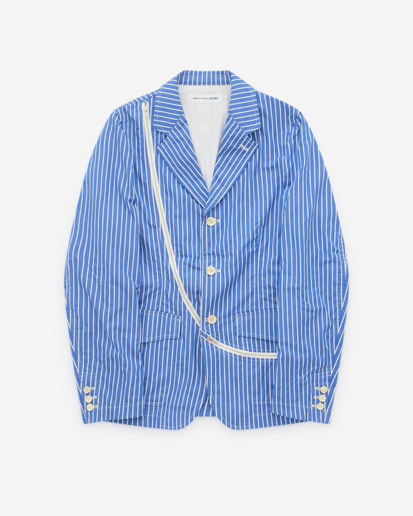 CDG Shirt - Men's Striped Zip Blazer - (Blue/White)