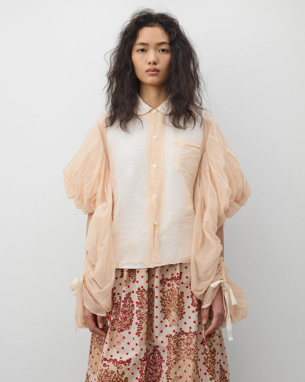 Tao - Women's Sheer Crinkled Blouse - (Pink)
