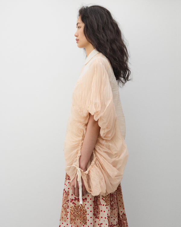 Tao - Women's Sheer Crinkled Blouse - (Pink)