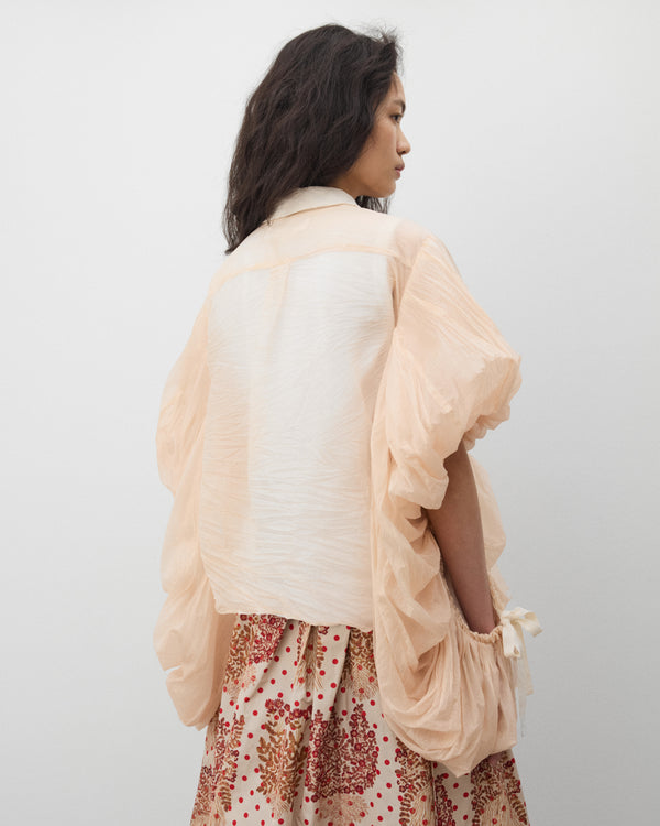 Tao - Women's Sheer Crinkled Blouse - (Pink)