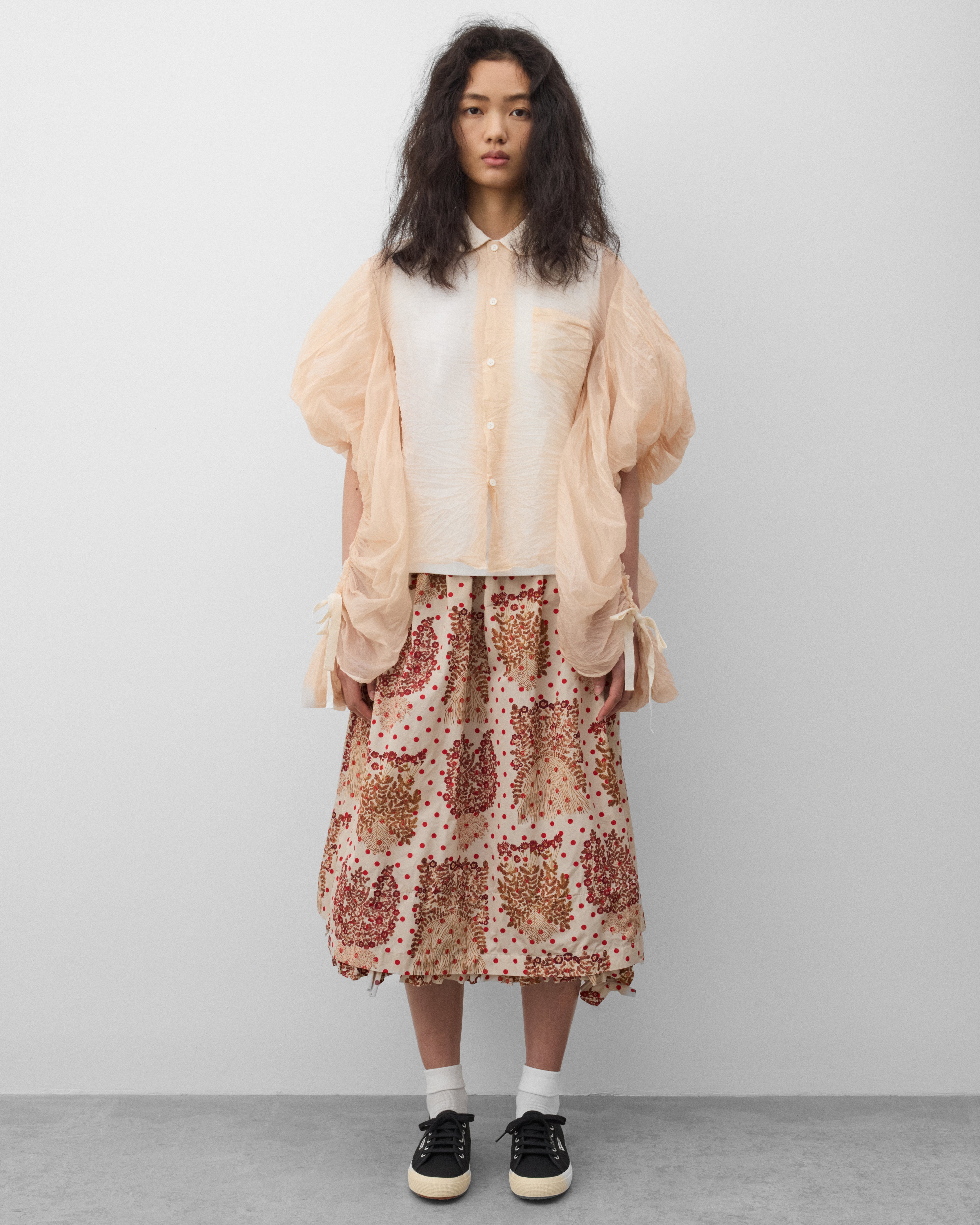 Tao: Women's Sheer Crinkled Blouse (Pink) | DSMNY E-SHOP