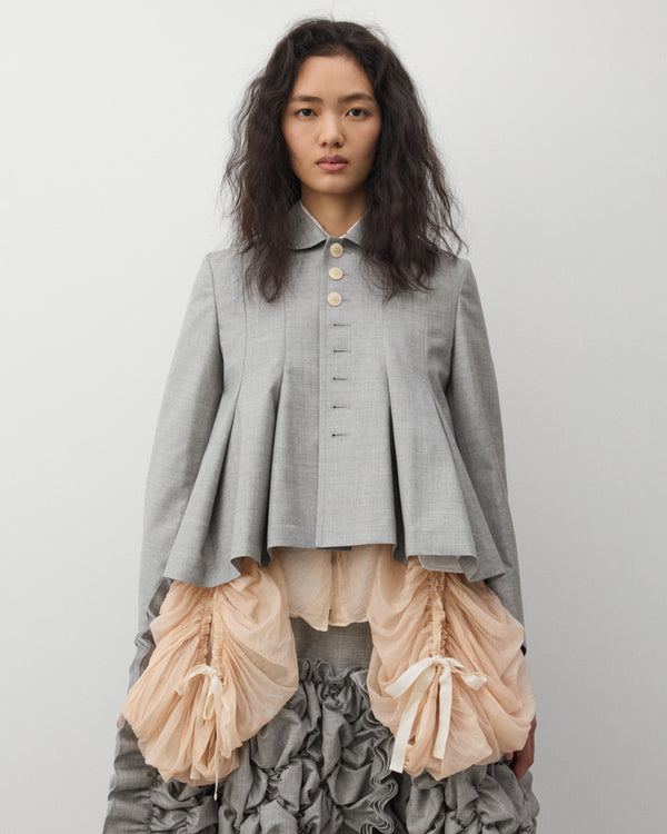 Tao - Women's Pleated Peter Pan Collar Jacket - (Grey)