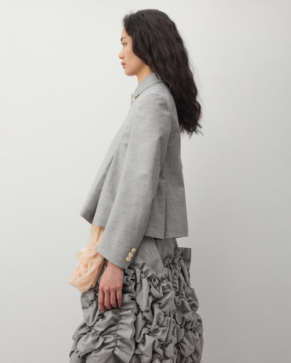 Tao - Women's Pleated Peter Pan Collar Jacket - (Grey)