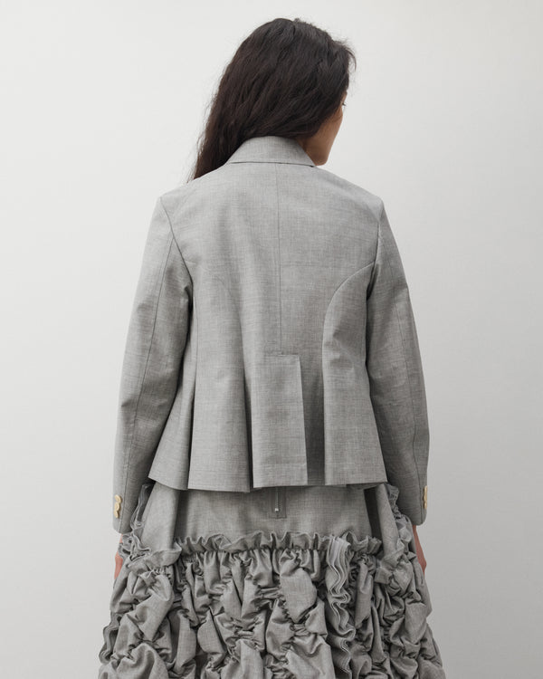Tao - Women's Pleated Peter Pan Collar Jacket - (Grey)