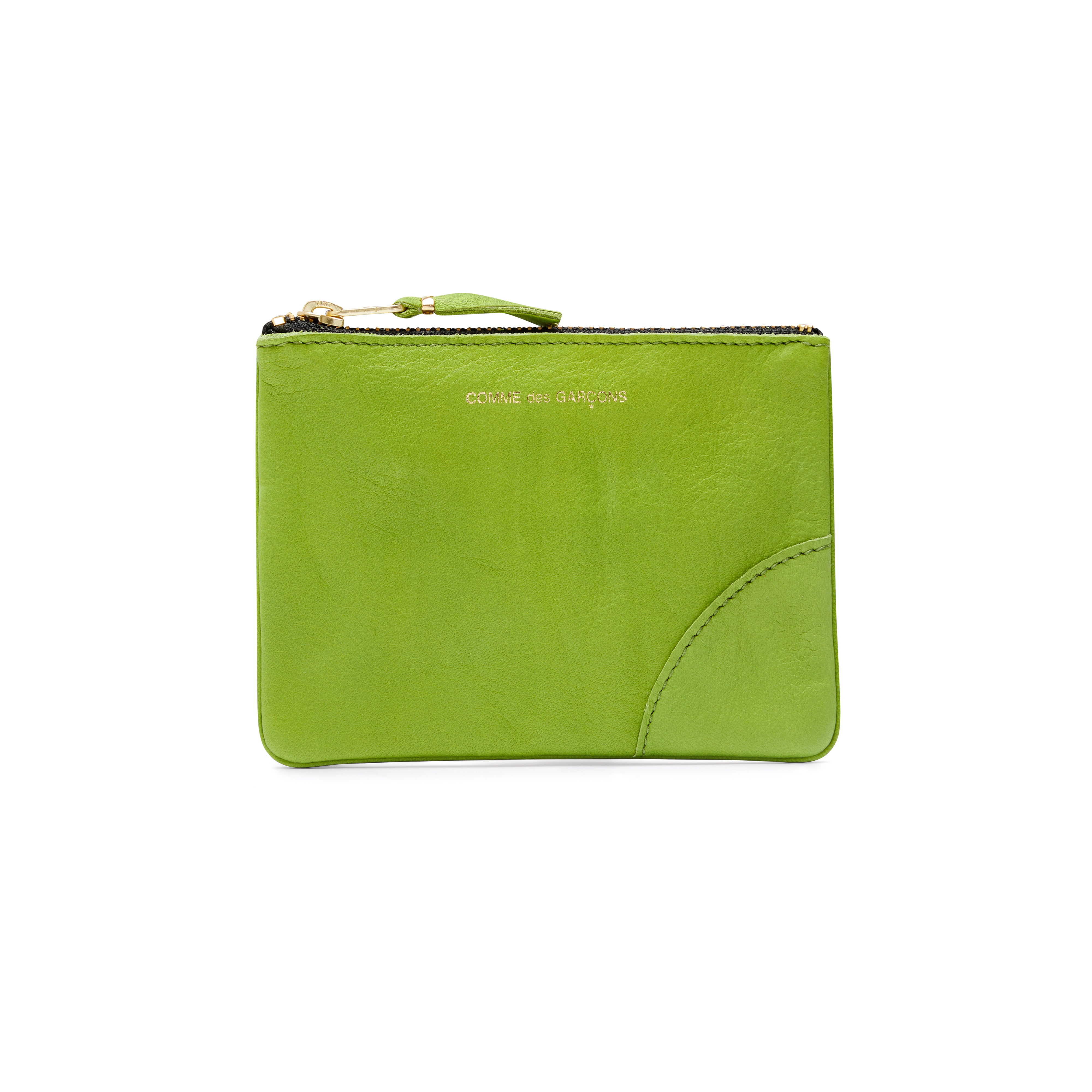 CDG Wallet: Washed Wallet Zip Pouch (Green) | DSMNY E-SHOP