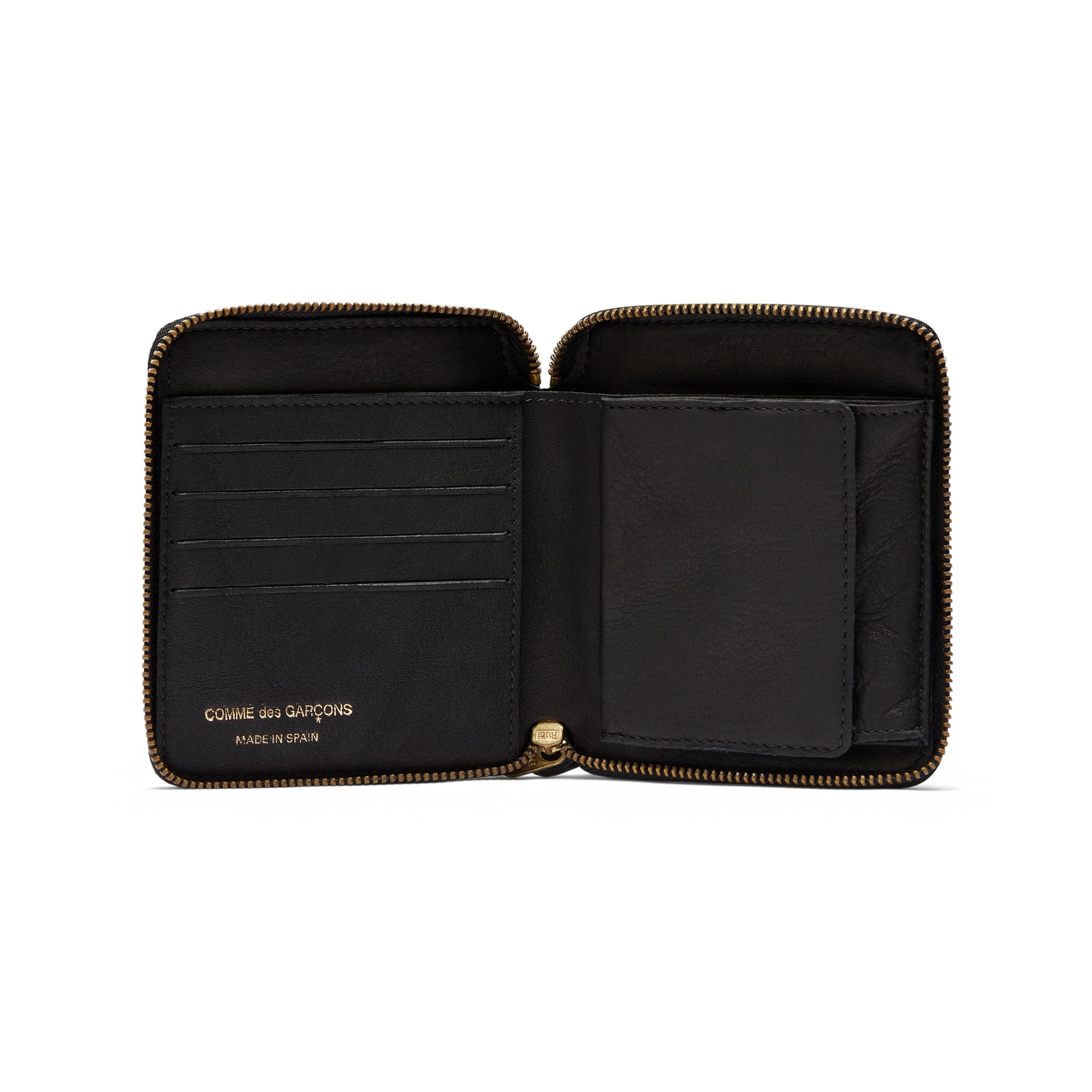 CDG Wallet: Washed Full Zip Around Wallet (Black) | DSMNY E-SHOP