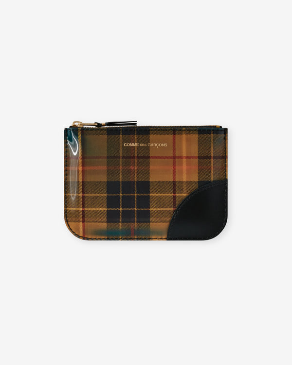 CDG Wallet - Lenticular Tartan Zip Pouch - (Yellow/Green SA8100LT)