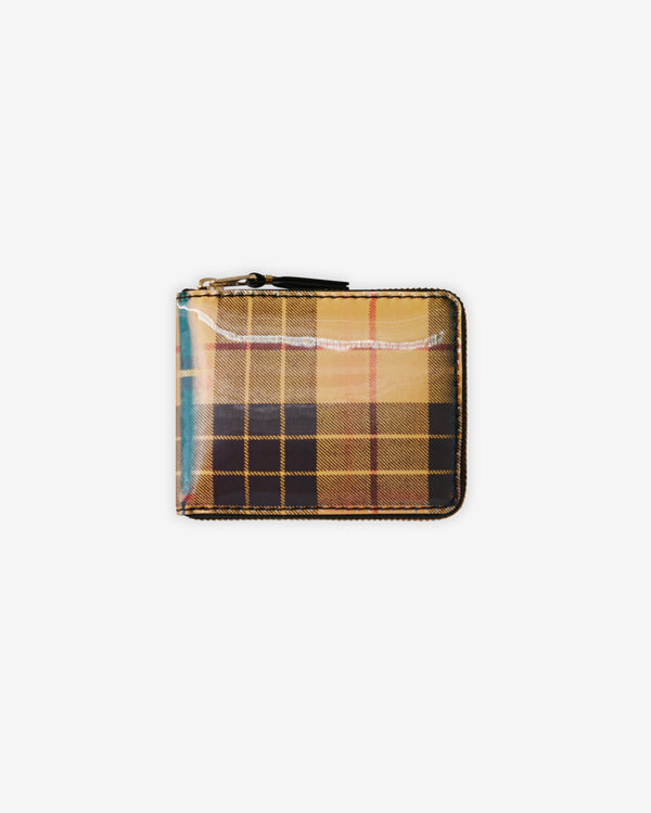 CDG Wallet - Lenticular Tartan Full Zip Around Wallet - (Yellow/Green SA7100LT)