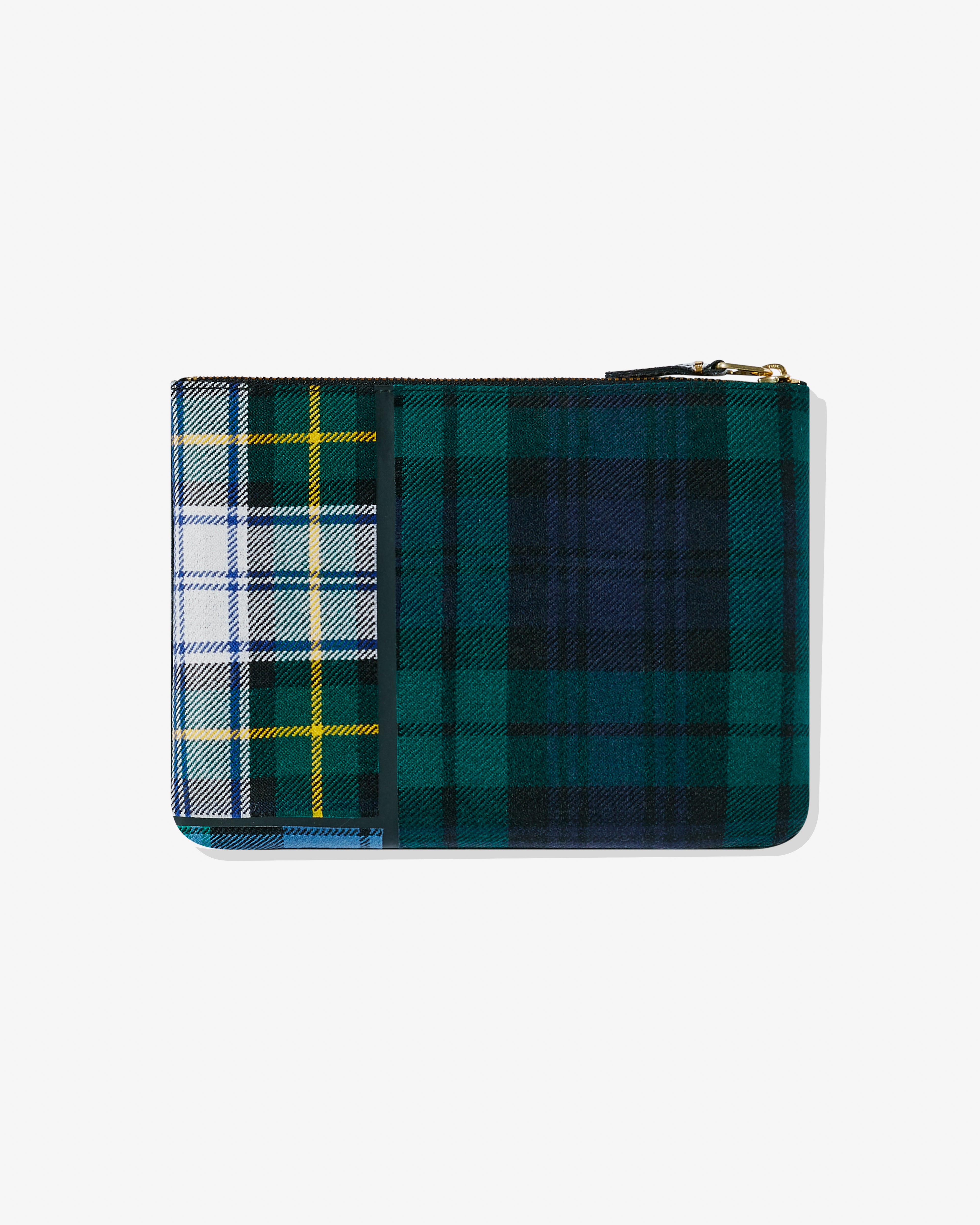 CDG Wallet: Tartan Patchwork Zip Pouch (Green SA5100TP) | DSMNY E-SHOP