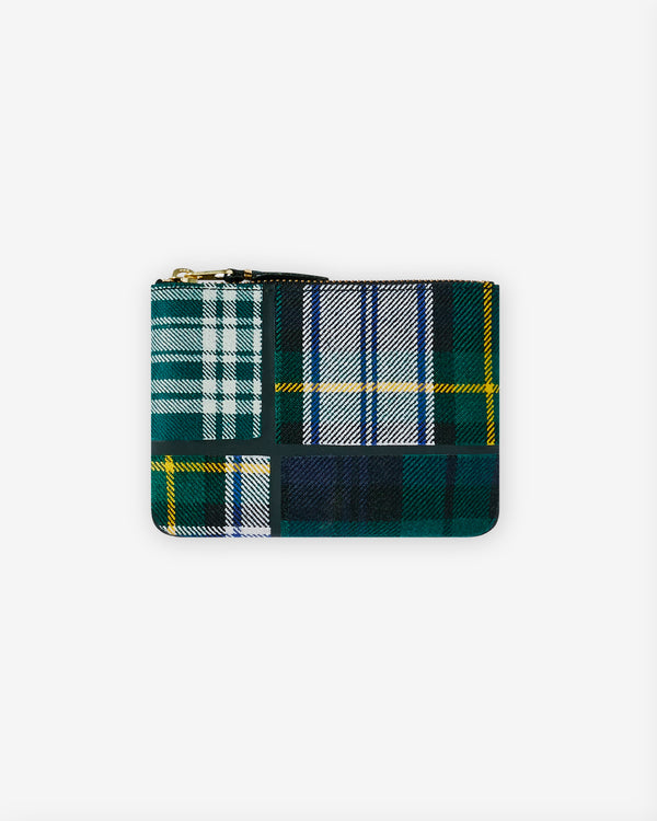 CDG Wallet - Tartan Patchwork Zip Pouch - (Green SA8100TP)