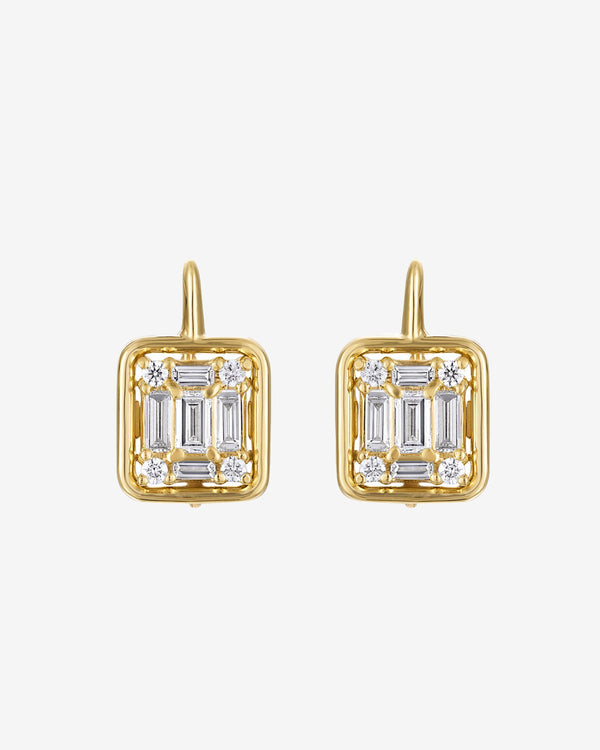 Mindi Mond - Women's Clarity Cube Earrings - (Yellow Gold)