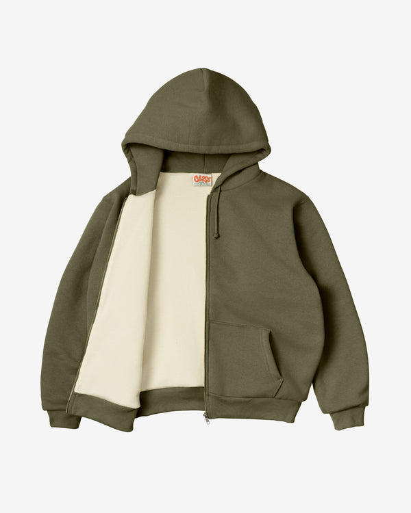 Cease - Men's Thermal Zip Hoodie - (Olive)