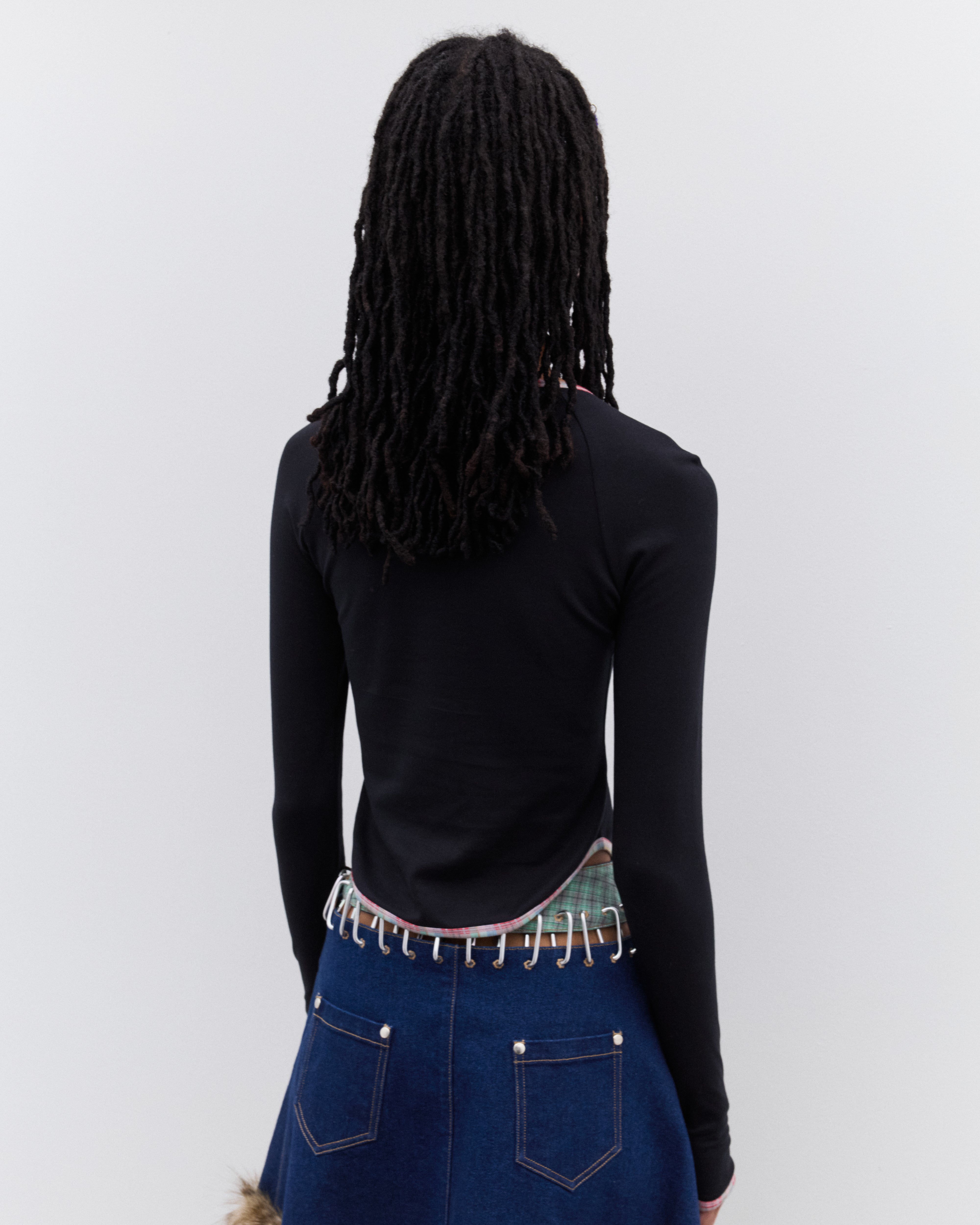 Chopova Lowena: Women's Tiny Crystal Jersey Top (Black) | DSMNY E-SHOP